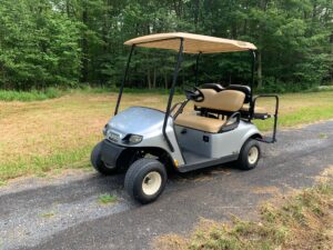 silver EZGO gas golf cart rental