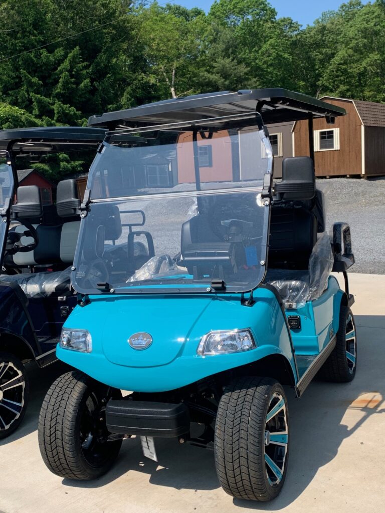 sky blue evolution electric golf cart classic model